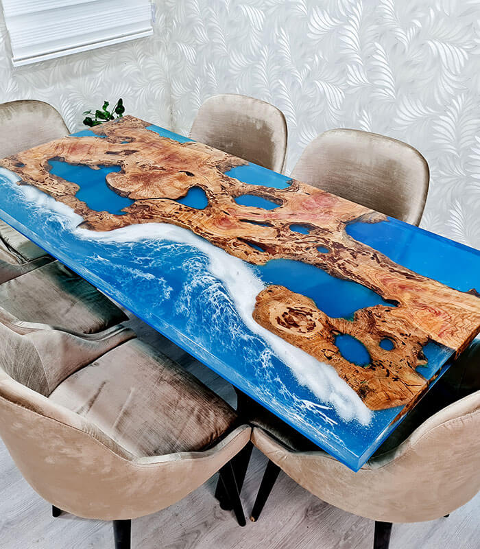 Epoxy Table, Ocean Table ,Wood Dining Table, Epoxy Resin River Table Top  Decor